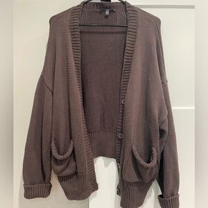 Brown Button-Front Cardigan Sweater - Neuflora dupe